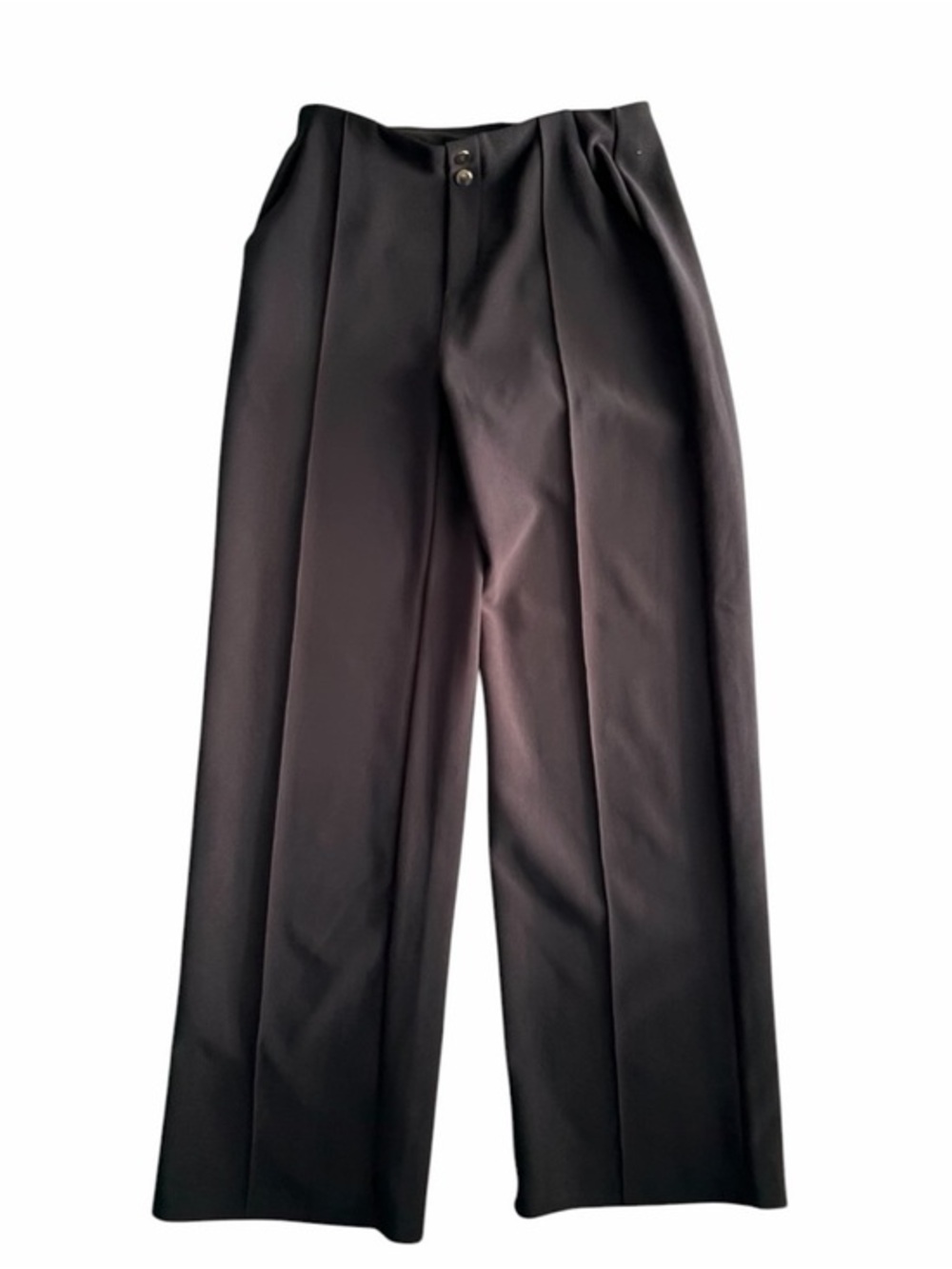 INDERO High-Rise Wide-Leg Pleated Trousers in Black Size L/XL elastic Waist.
